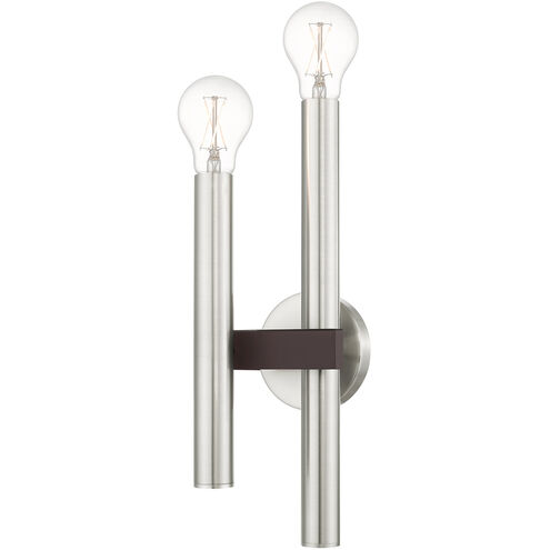Helsinki 2 Light 7 inch Brushed Nickel with Bronze Accents Sconce Wall Light