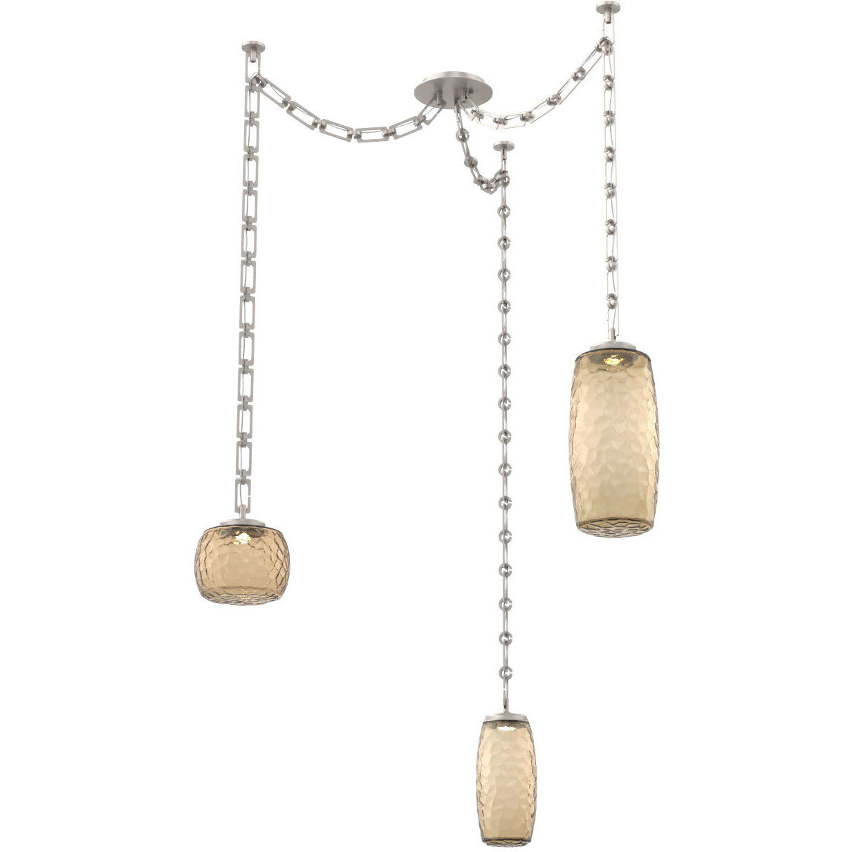 Vessel LED 15.2 inch Beige Silver Swag Multi-Pendant Ceiling Light in 3000K LED, Bronze, Rectangular Chain