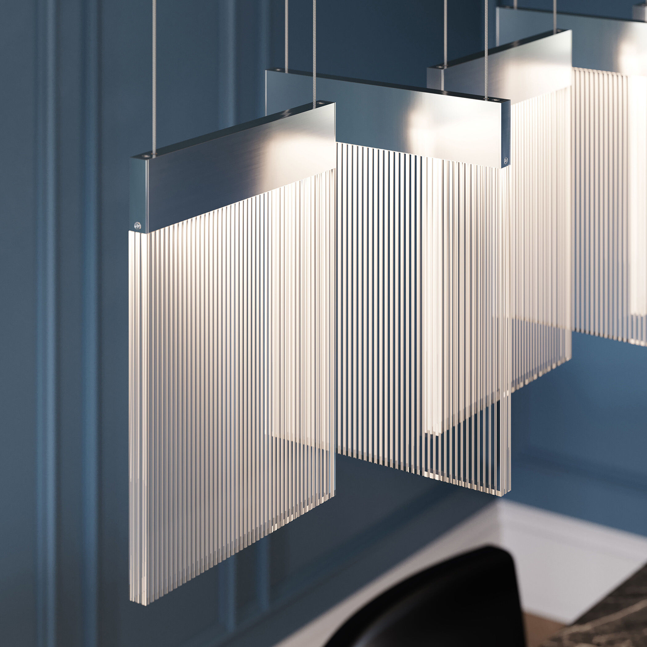 V Panels 7 Light 56 inch Polished Chrome Pendant Ceiling Light