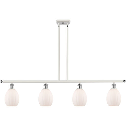 Ballston Eaton 4 Light 48 inch White and Polished Chrome Island Light Ceiling Light in Matte White Glass, Ballston