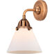 Nouveau 2 Large Cone LED 7.75 inch Antique Copper Sconce Wall Light in Matte White Glass
