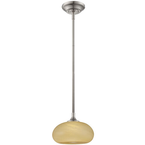 Eco-Gem LED 8.25 inch Satin Platinum Mini Pendant Ceiling Light in Tea Stained French Swirl