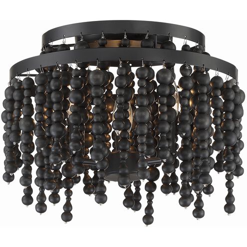 Poppy 3 Light 15 inch Matte Black Semi Flush Ceiling Light