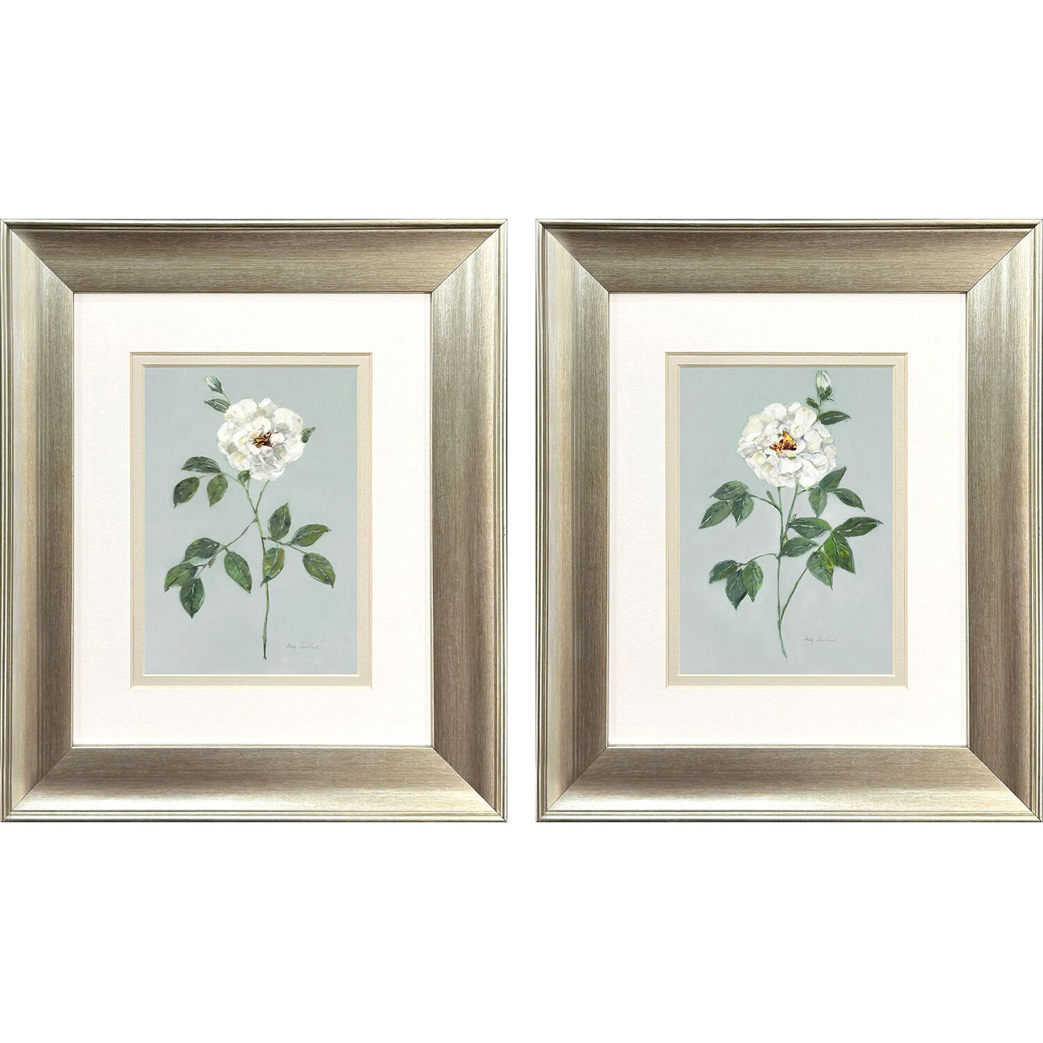 Rose Beauty Blue and Green and White Framed Art, Propac