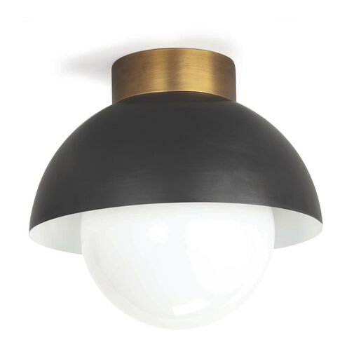Montreux 1 Light 11.75 inch Oil Rubbed Bronze and Natural Brass Flush Mount Ceiling Light