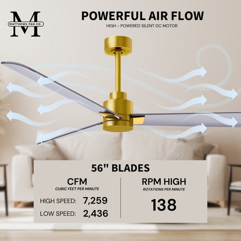 Atlas Alessandra 56 inch Brushed Brass with Brushed Nickel Blades Indoor/Outdoor Ceiling Fan