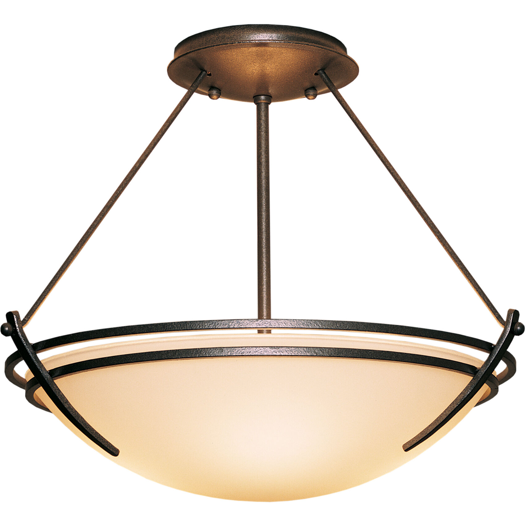 Presidio Tryne 2 Light 16.4 inch Natural Iron Semi-Flush Ceiling Light in Opal