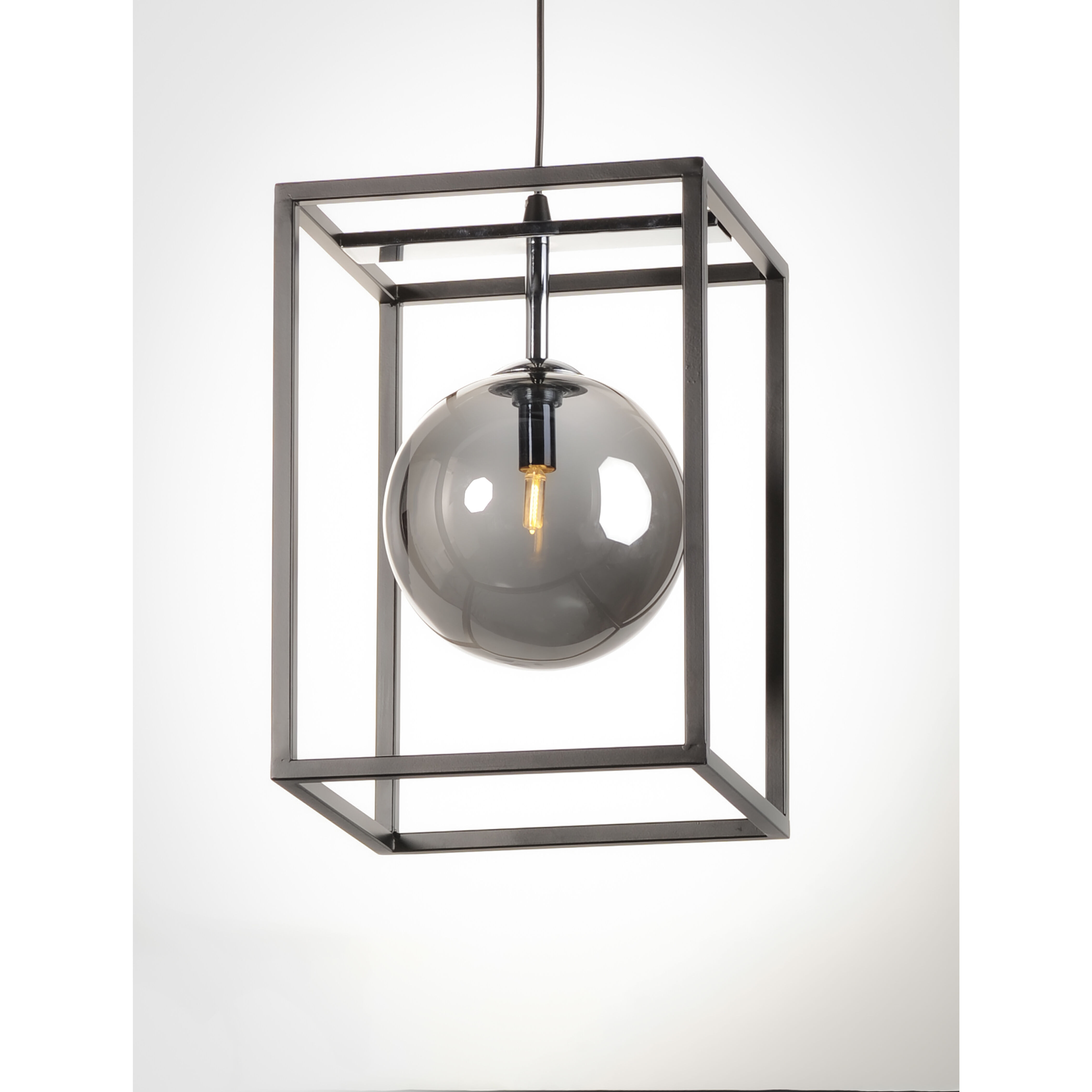 Fluid LED 9.75 inch Black/Polished Chrome Single Pendant Ceiling Light in Mirror Smoke, Black and Polished Chrome