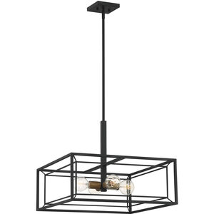 Within 4 Light 22 inch Matte Black Pendant Ceiling Light