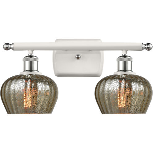 Ballston Fenton 2 Light 16 inch White and Polished Chrome Bath Vanity Light Wall Light in Mercury Glass, Ballston