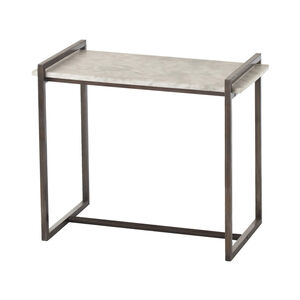 Hollis 26 X 22 inch Dark Natural Iron and White Side Table