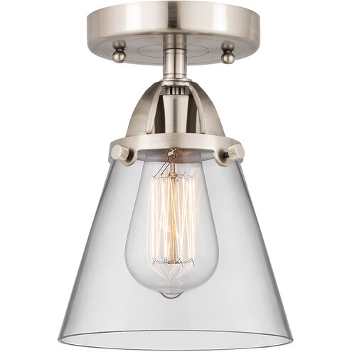 Nouveau 2 Small Cone LED 6 inch Brushed Satin Nickel Semi-Flush Mount Ceiling Light in Clear Glass