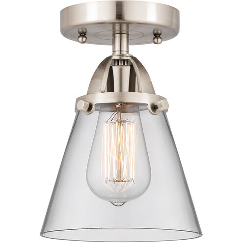 Nouveau 2 Small Cone LED 6.25 inch Brushed Satin Nickel Semi-Flush Mount Ceiling Light in Clear Glass