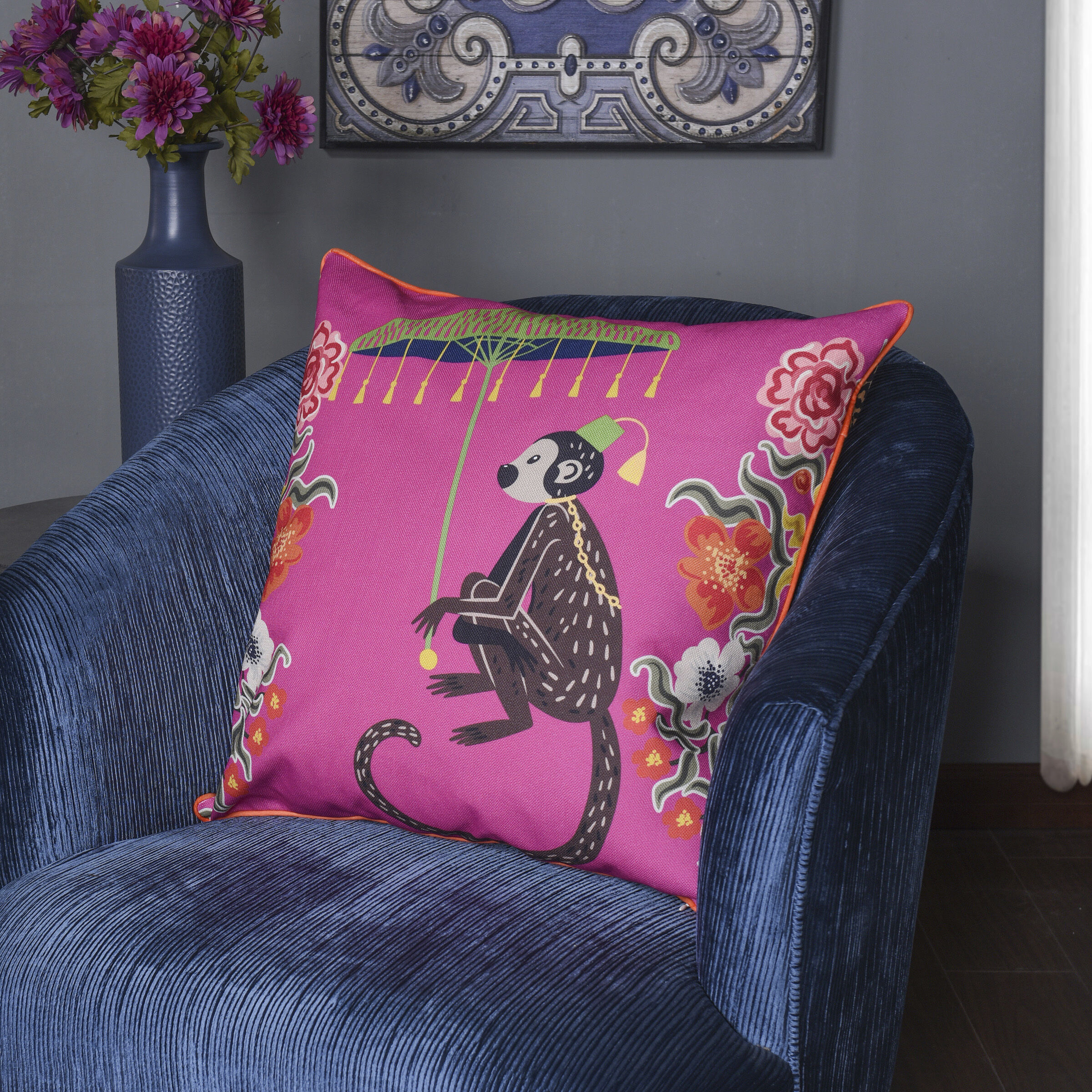 Dann Foley Double Sided Pillow 5 inch Hot Pink and Multi Throw Pillow