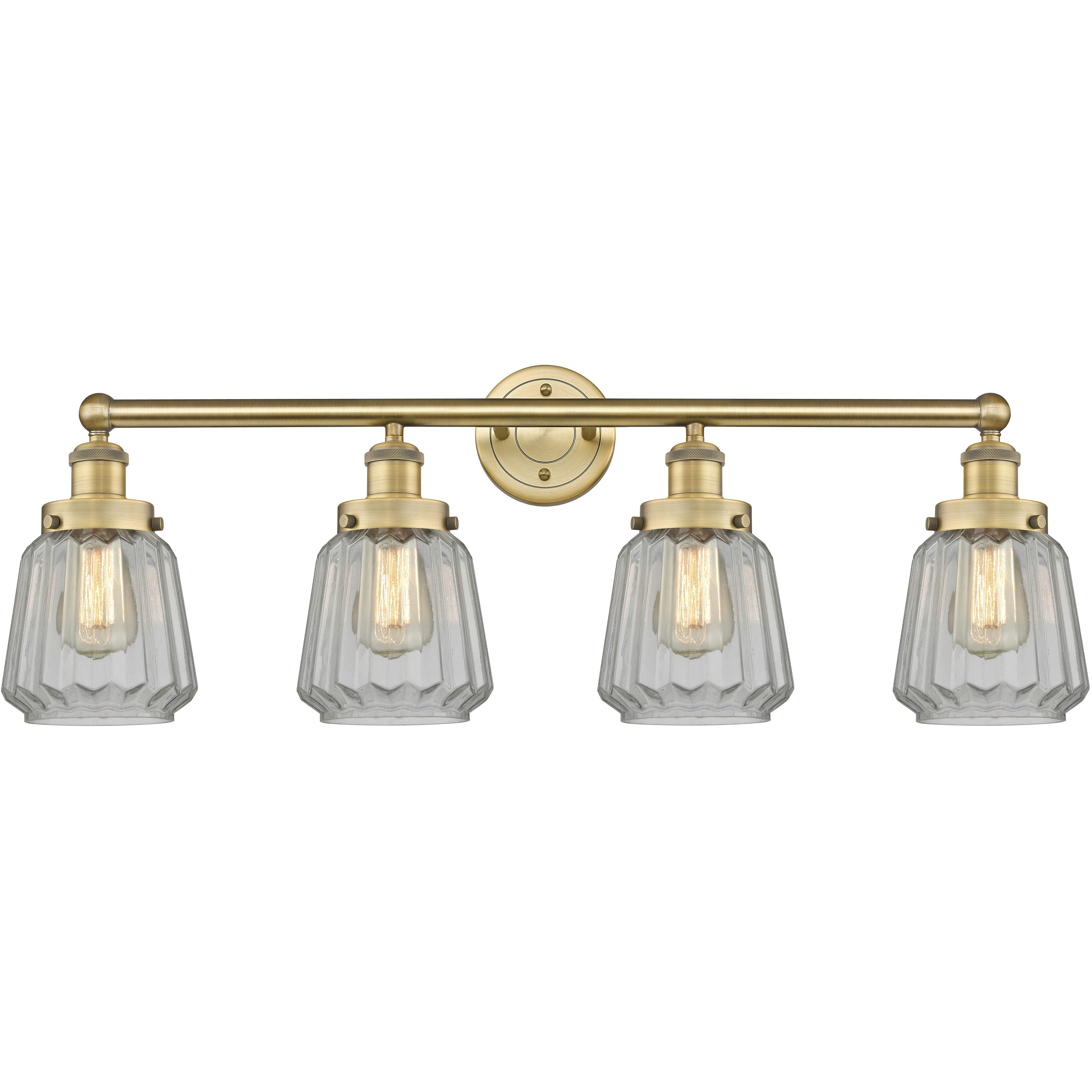 Chatham 4 Light 33.5 inch Brushed Brass Bath Vanity Light Wall Light in Clear Glass