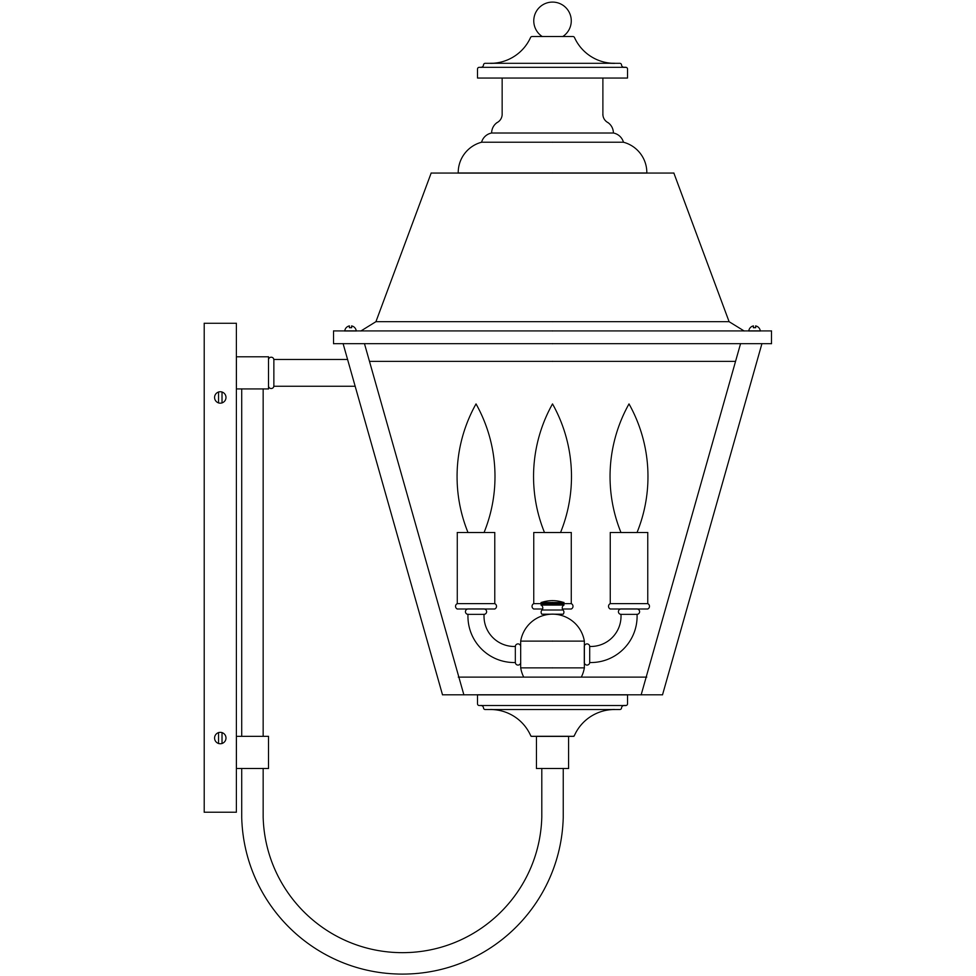 Inverness 3 Light 23 inch Mission Brown Outdoor Wall Mount in Rain Mist