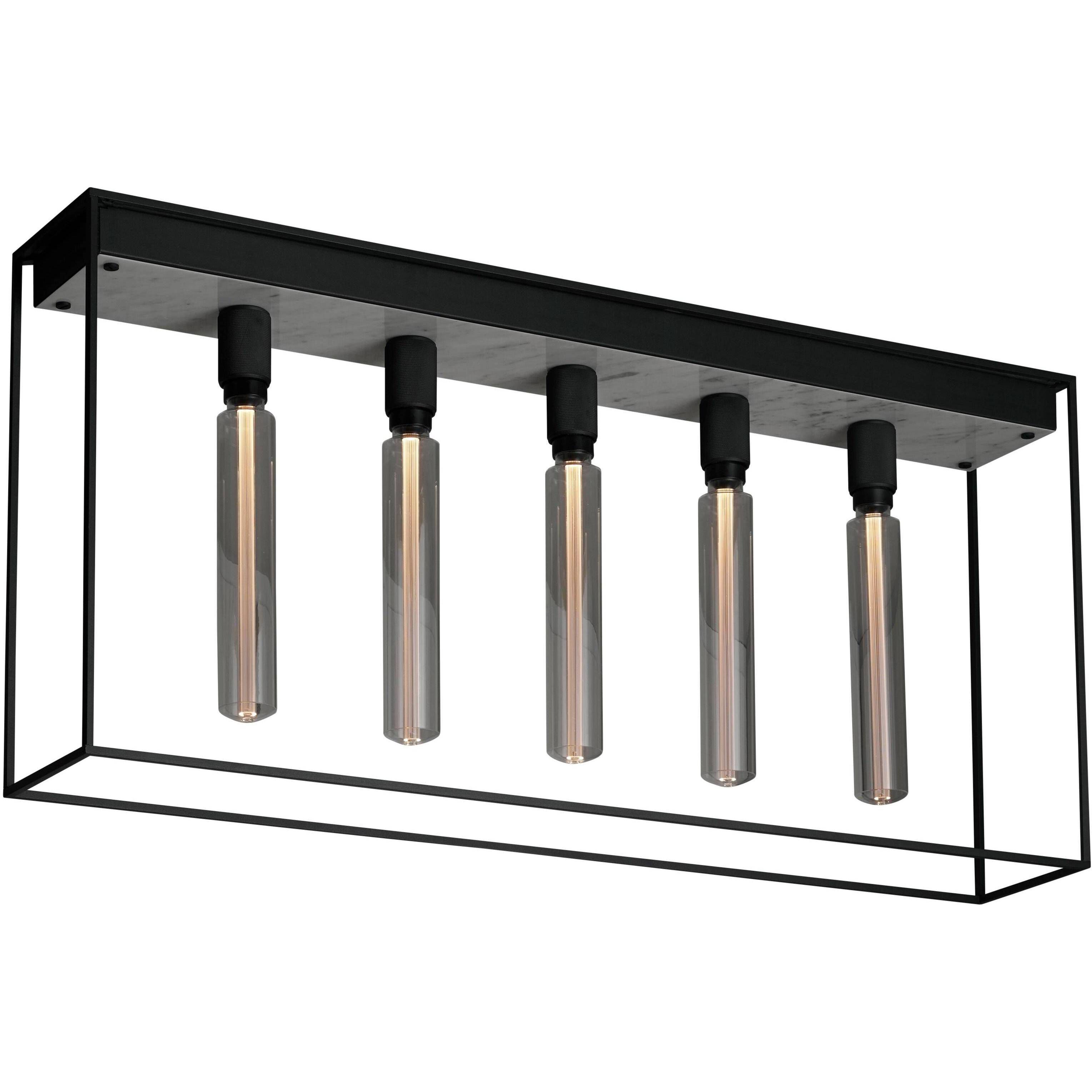 Caged 5 Light 43.31 inch White Marble Semi-Flush Mount Ceiling Light