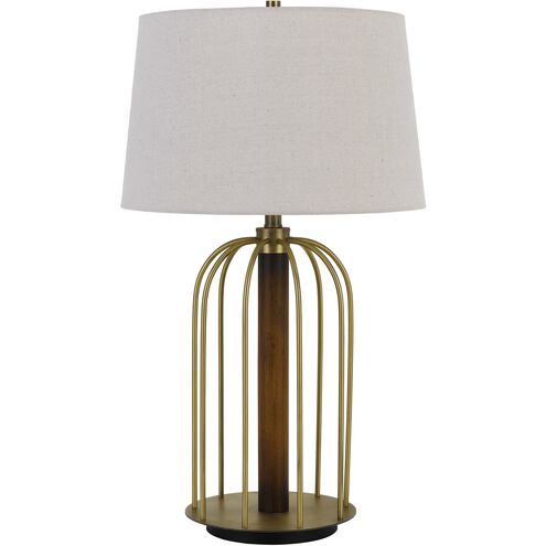 Sevran 31 inch 150 watt Antique Brass and Rubber Wood Table Lamp Portable Light