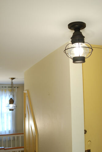 Onion 1 Light 9 inch Antique Copper Flush Mount Ceiling Light in Clear Glass