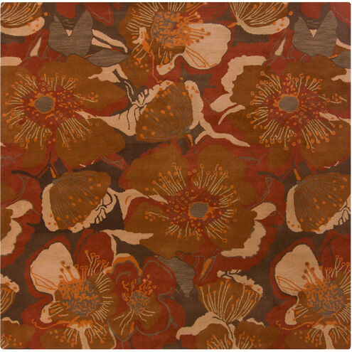 Athena 117 X 117 inch Red and Brown Area Rug, Wool