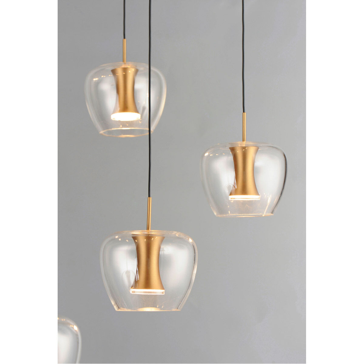 Newton LED 27.5 inch Black and Gold Multi-Light Pendant Ceiling Light