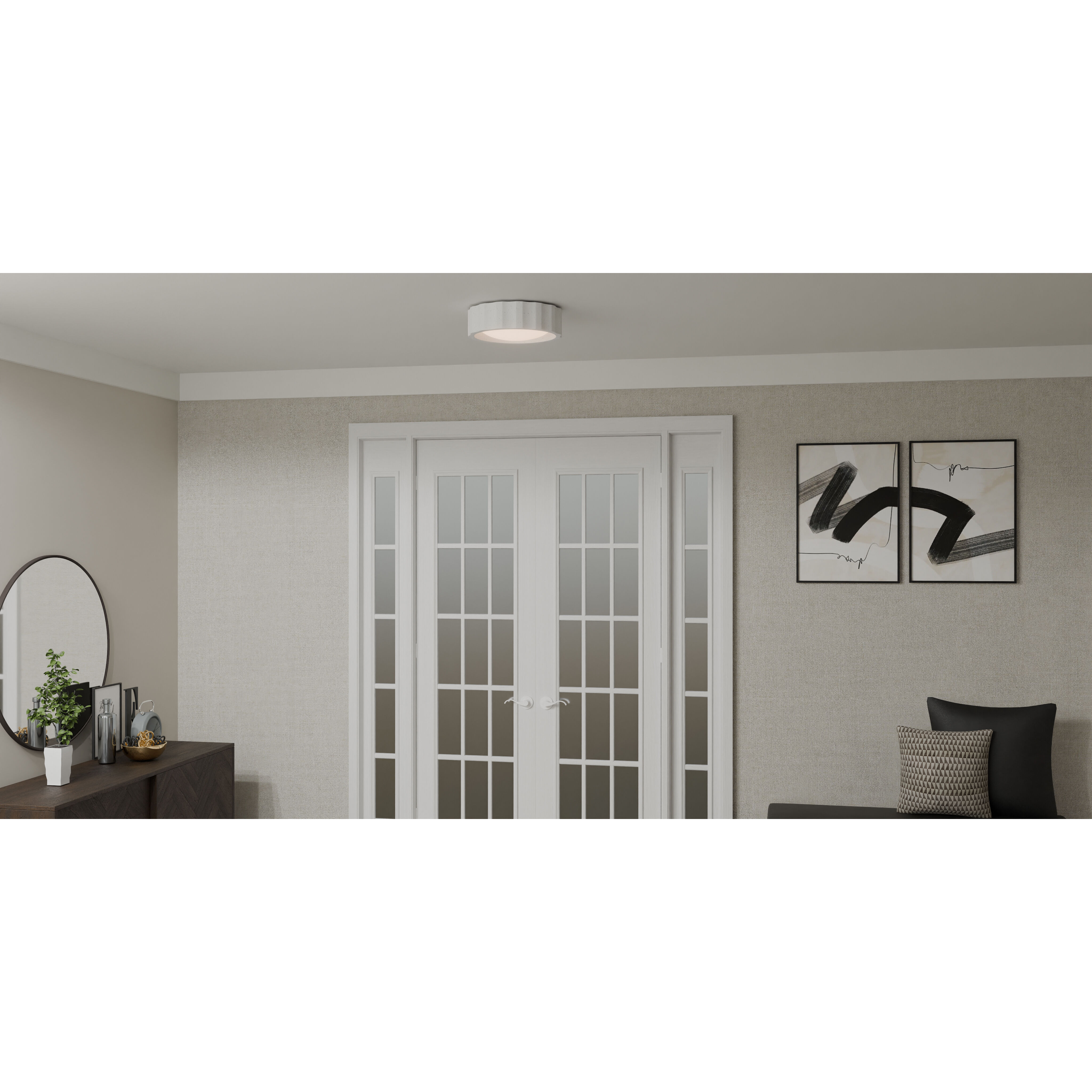 Roscoe 2 Light 15 inch Textured White Flush Mount Ceiling Light, Medium