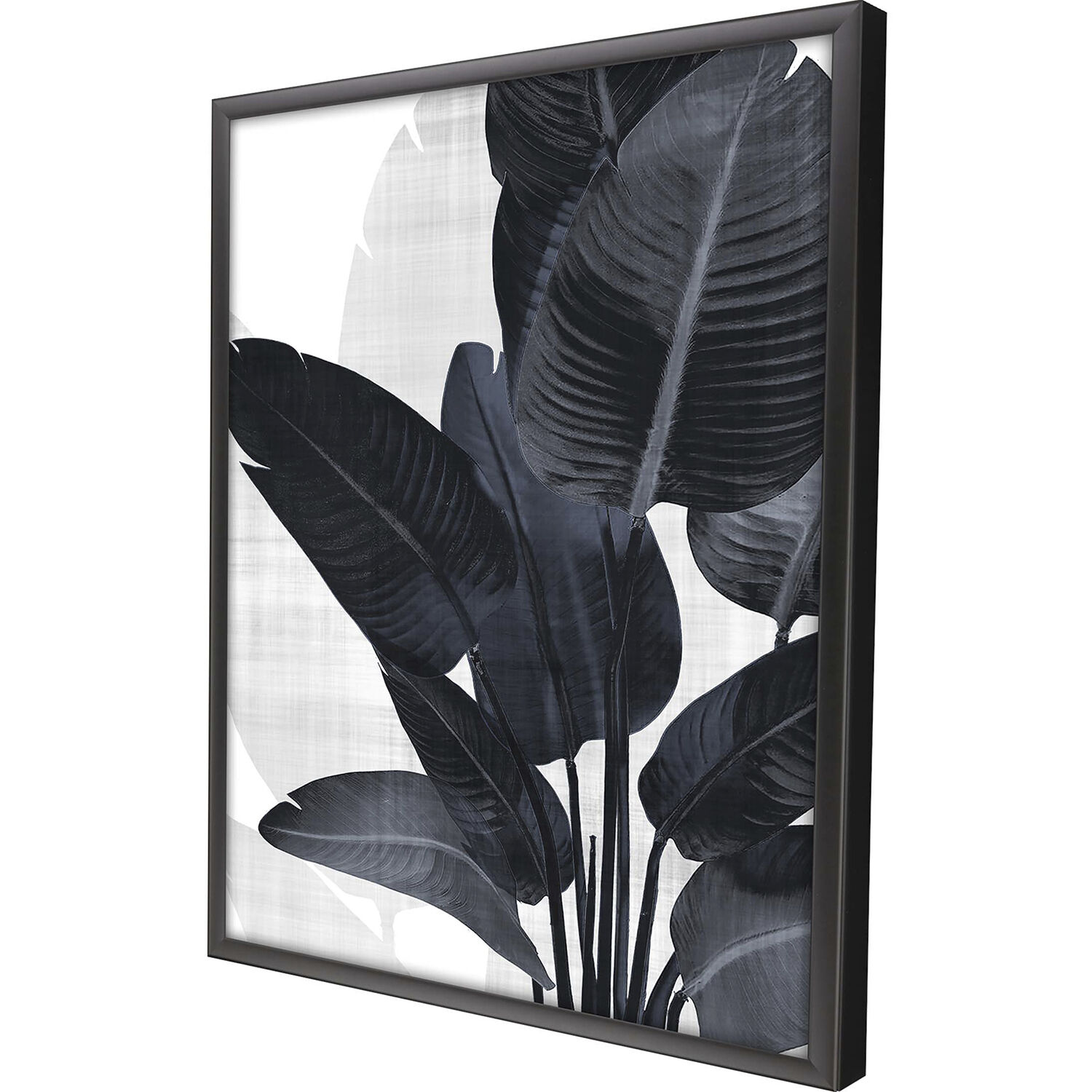 Palm Noir Blue and White Framed Art