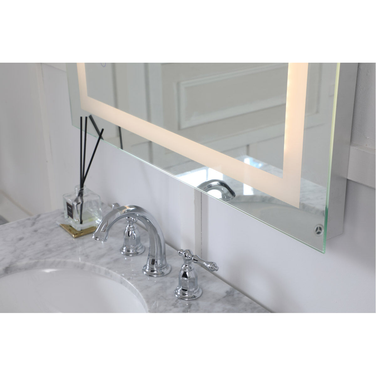 Helios 30 X 24 inch Silver Lighted Wall Mirror