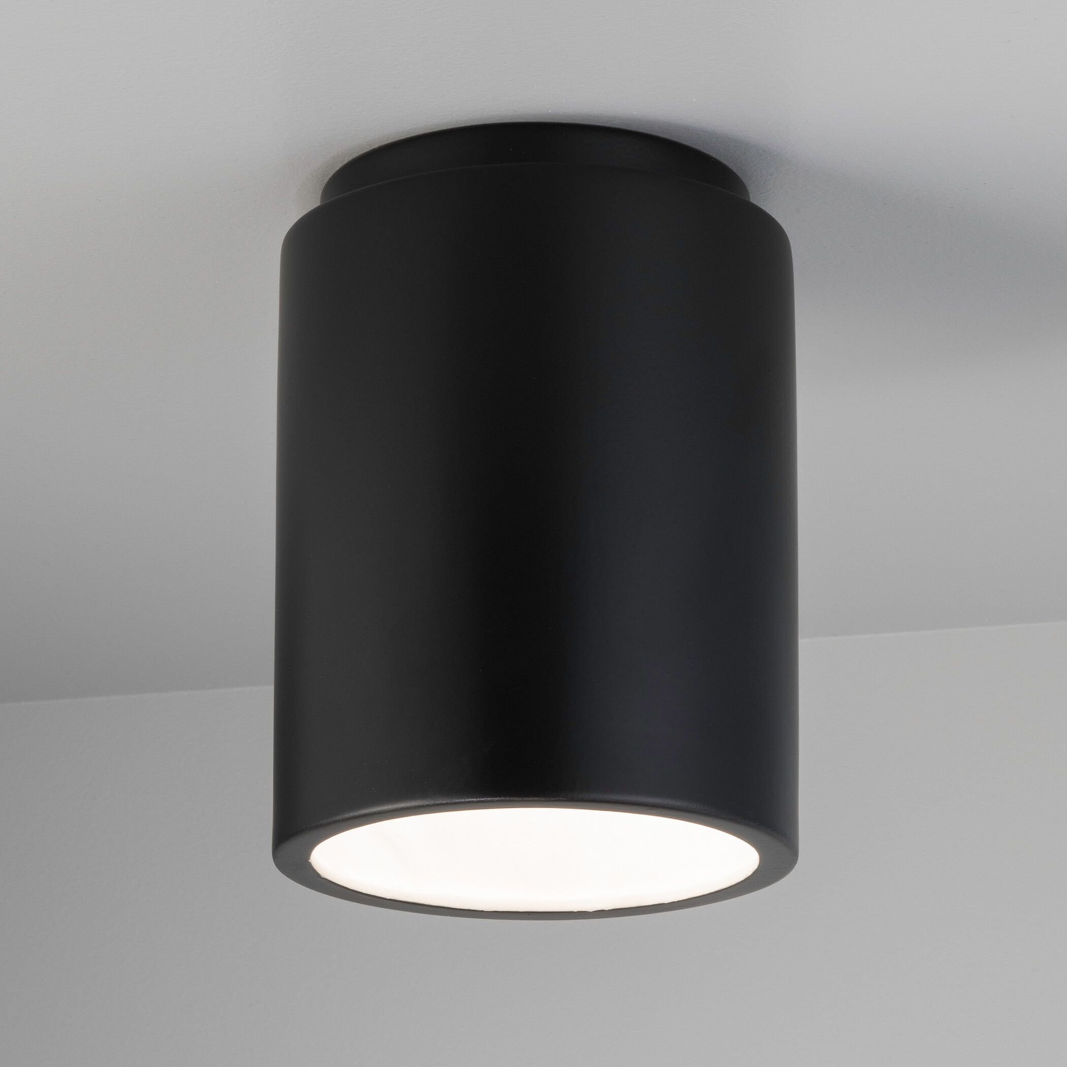 Radiance Cylinder LED 6.5 inch Carbon Matte Black Outdoor Flush-Mount