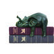Sprawling Elephant 6.75 X 2.75 inch Aged Bronze with Green Bookends, Set of 2