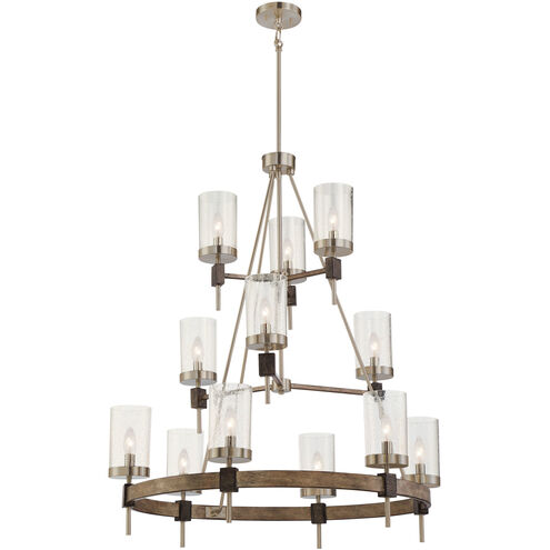 Bridlewood 12 Light 34 inch Stone Grey/Brushed Nickel Chandelier Ceiling Light