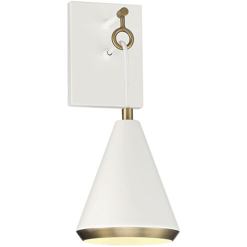Contemporary 1 Light 6 inch White with Natural Brass Wall Sconce Wall Light
