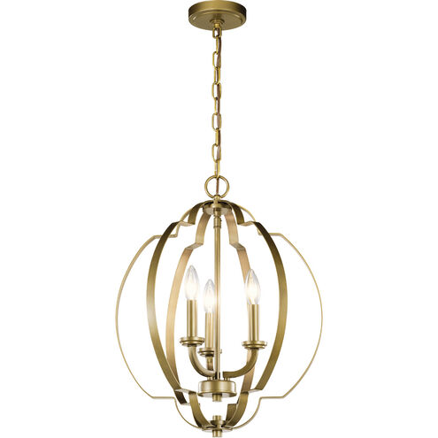 Voleta 3 Light 17 inch Natural Brass Pendant Ceiling Light