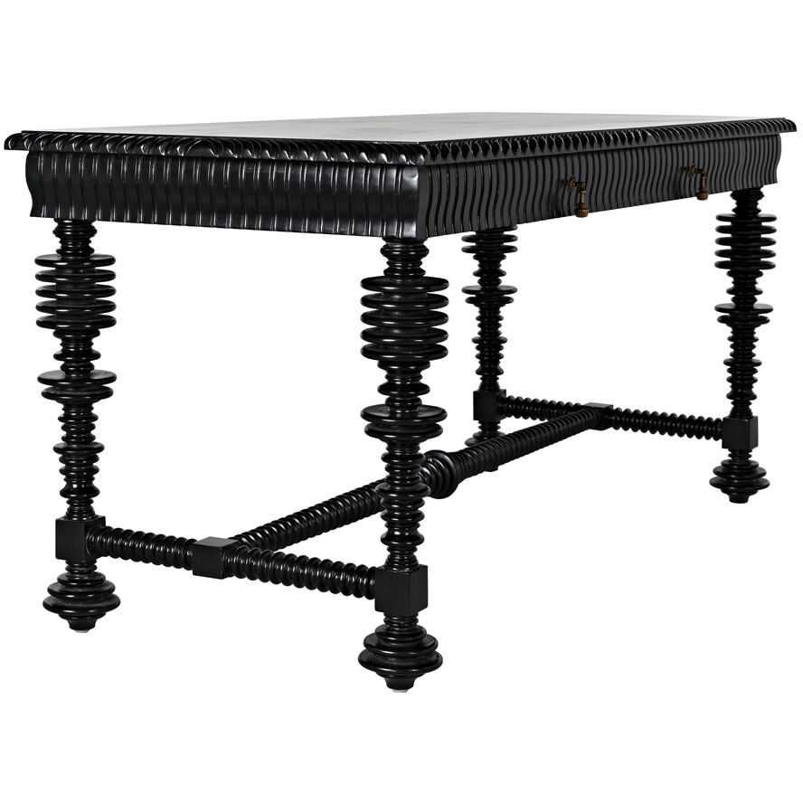 Portuguese 60 X 28 inch Hand Rubbed Black Desk, Small