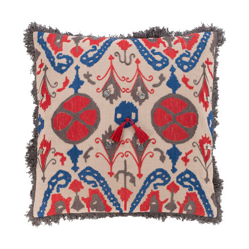 Walai 18 X 18 inch Bright Red/Ivory/Dark Blue/Medium Gray/Charcoal Pillow Kit, Square