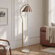 Vivienne 64 inch 100 watt White Marble and Polished Brass Floor Lamp Portable Light in Off-Brown Shade