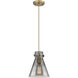 Downtown Urban Newton Cone 1 Light 8 inch Brushed Brass Pendant Ceiling Light in Plated Smoke