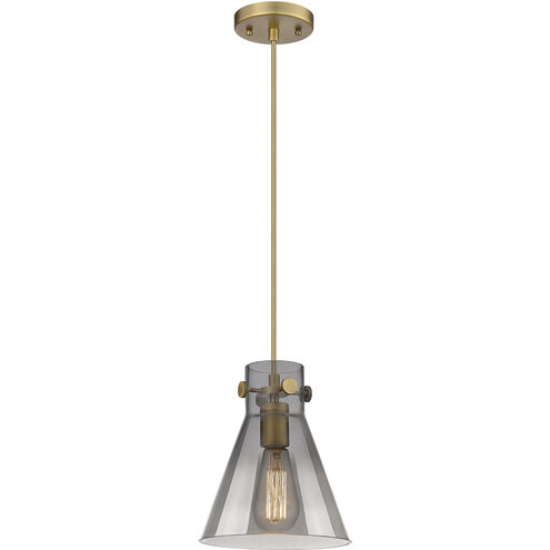 Downtown Urban Newton Cone 1 Light 8 inch Brushed Brass Pendant Ceiling Light in Plated Smoke