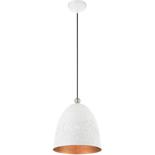 Arlington 1 Light 12 inch White with Brushed Nickel Accents Pendant Ceiling Light