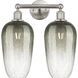 Edison Brookhaven Flute 2 Light 16 inch Brushed Satin Nickel Bath Vanity Light Wall Light in Slate Glass