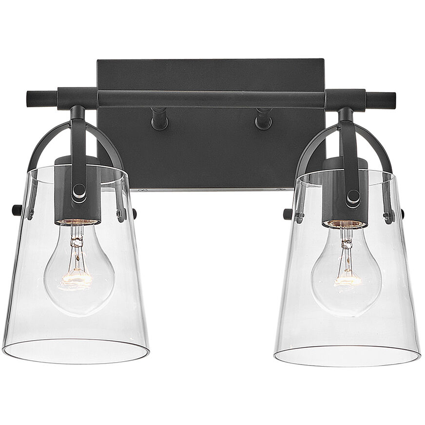 Foster 2 Light 13.75 inch Black Vanity Light Wall Light in Clear