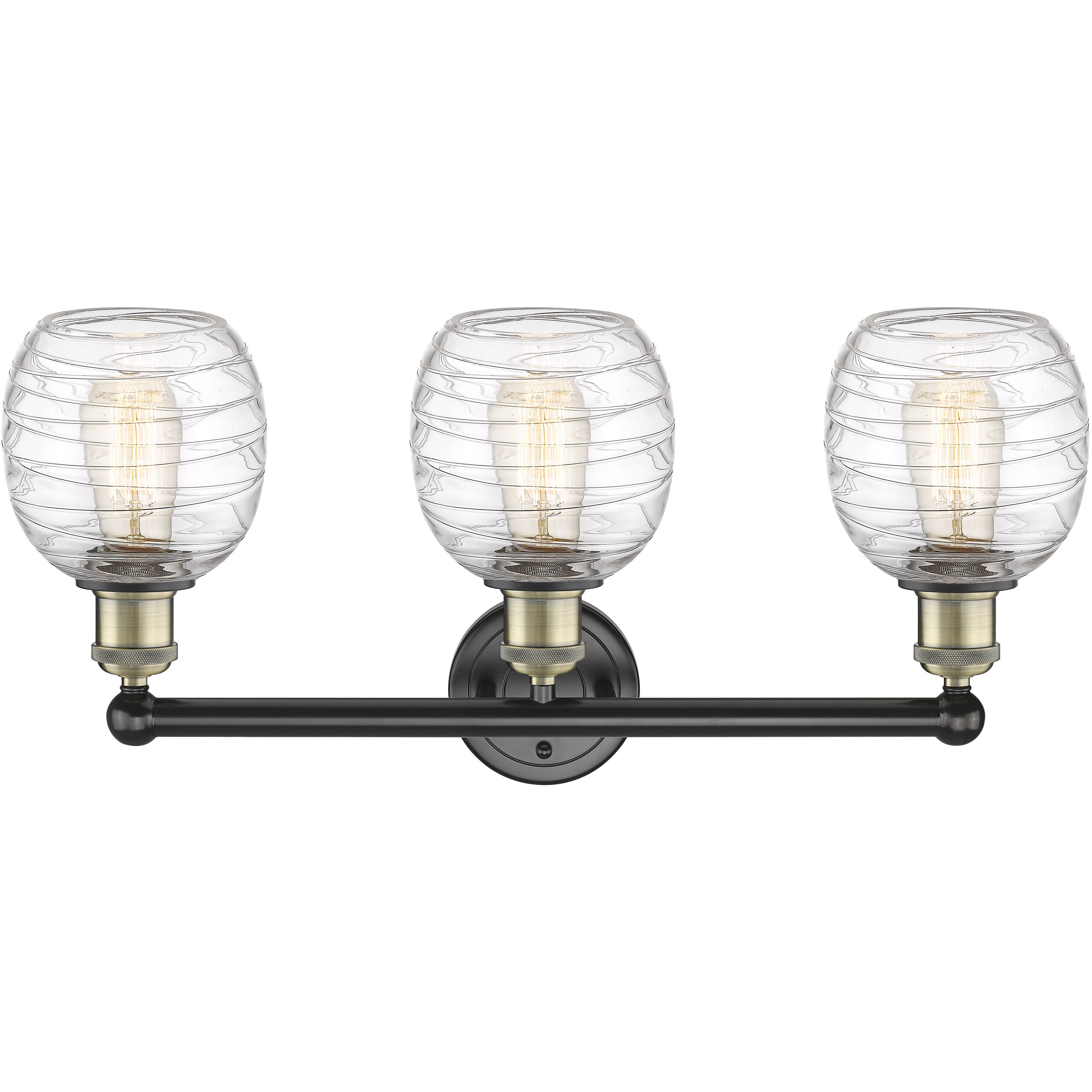Belfast 3 Light 24 inch Black Antique Brass Bath Vanity Light Wall Light in Deco Swirl