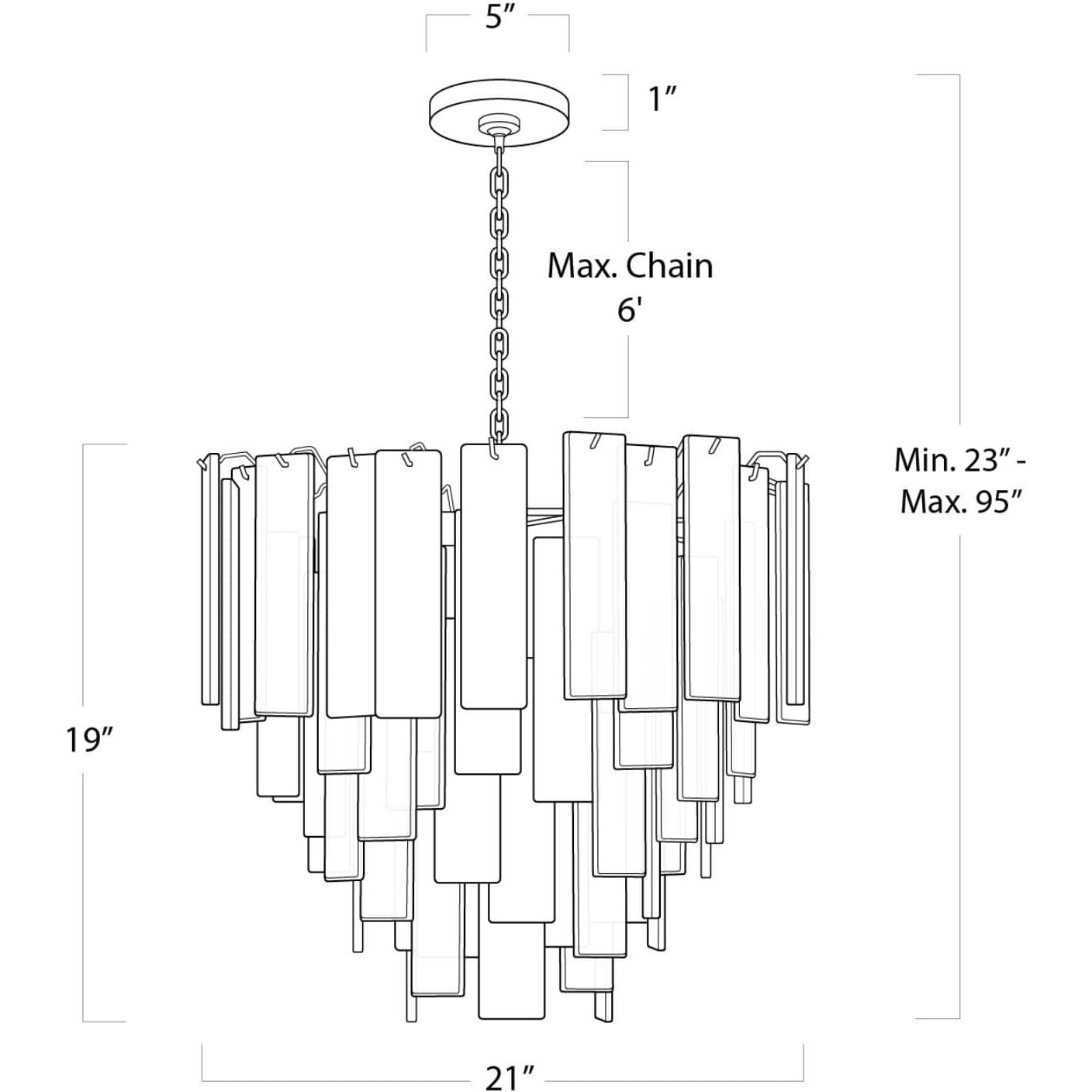 Glacier 8 Light 21 inch Polished Nickel Chandelier Ceiling Light, Small