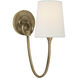 Thomas O'Brien Reed 1 Light 5 inch Hand-Rubbed Antique Brass Single Sconce Wall Light in Linen