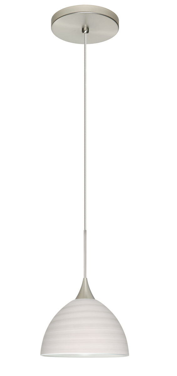 Brella LED Satin Nickel Pendant Ceiling Light in Chalk Glass