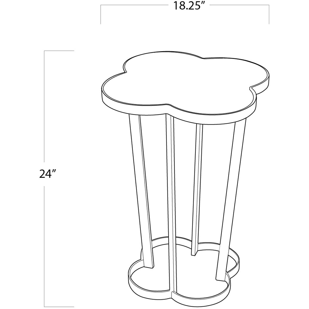 Clover 24 X 18.25 inch Natural Brass Side Table