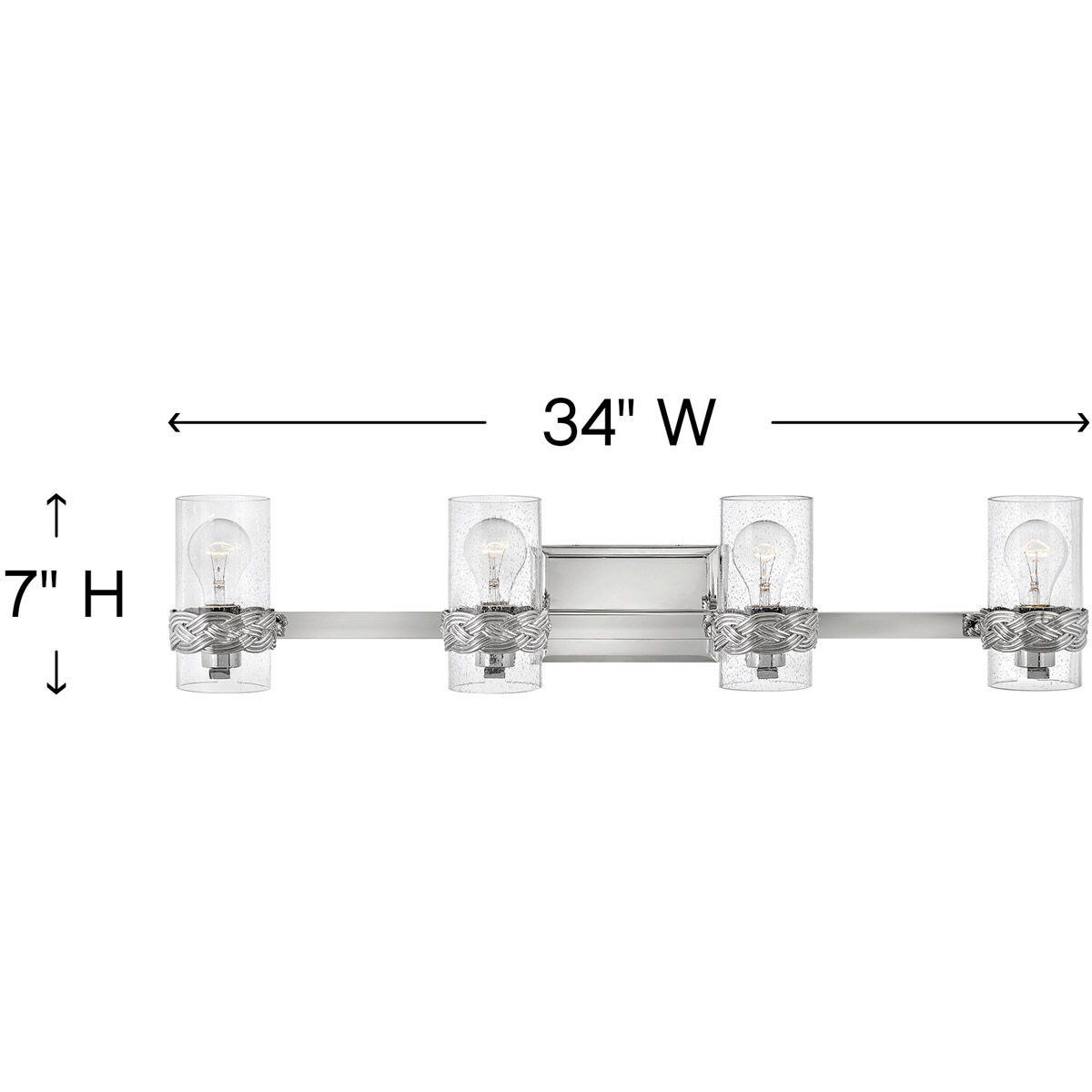 Nevis 4 Light 34 inch Polished Nickel Vanity Light Wall Light