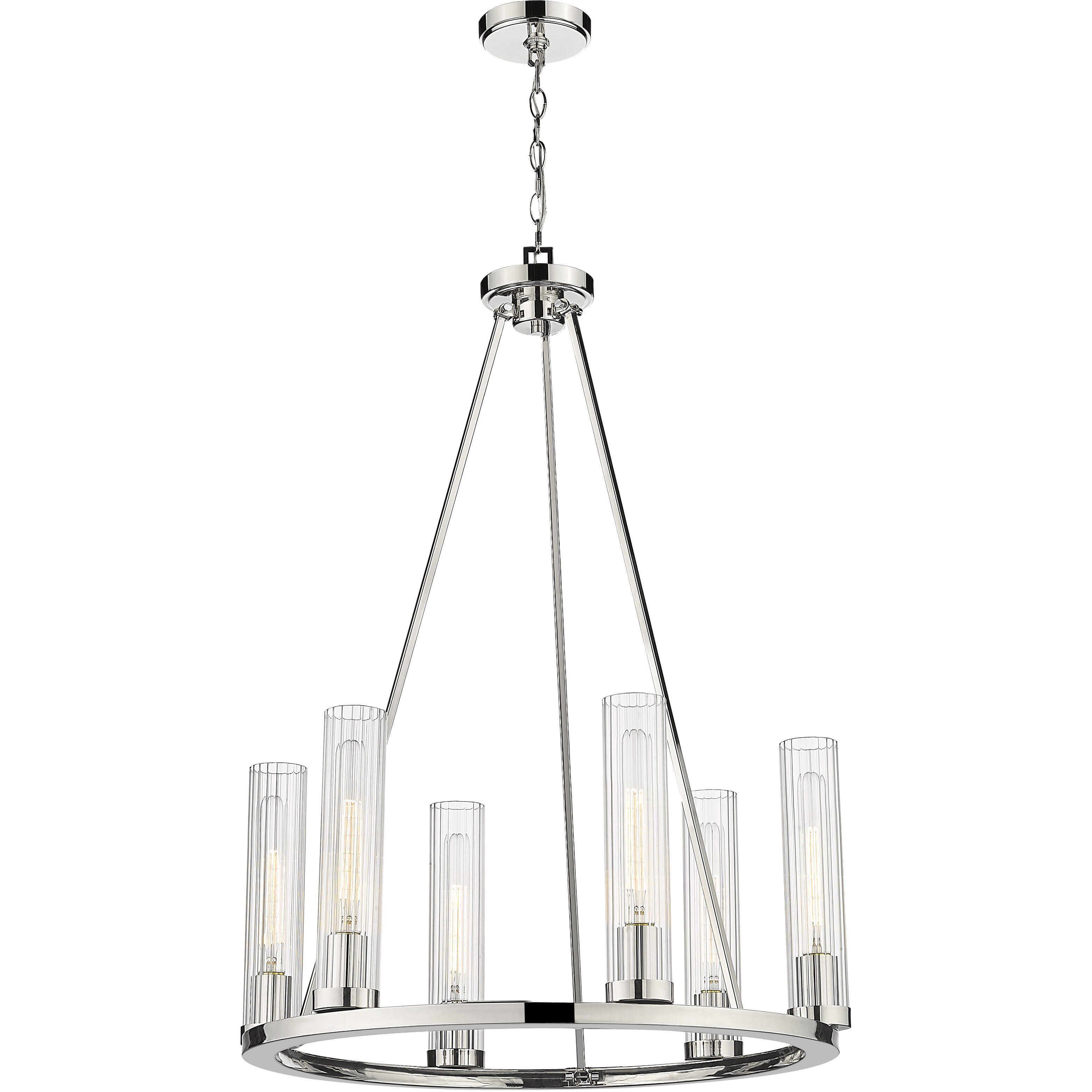 Beau 6 Light 26 inch Polished Nickel Chandelier Ceiling Light