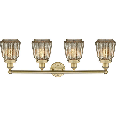 Chatham 4 Light 33.5 inch Brushed Brass Bath Vanity Light Wall Light in Mercury Glass