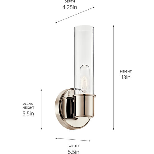 Aviv 1 Light 5.5 inch Polished Nickel Wall Sconce Wall Light